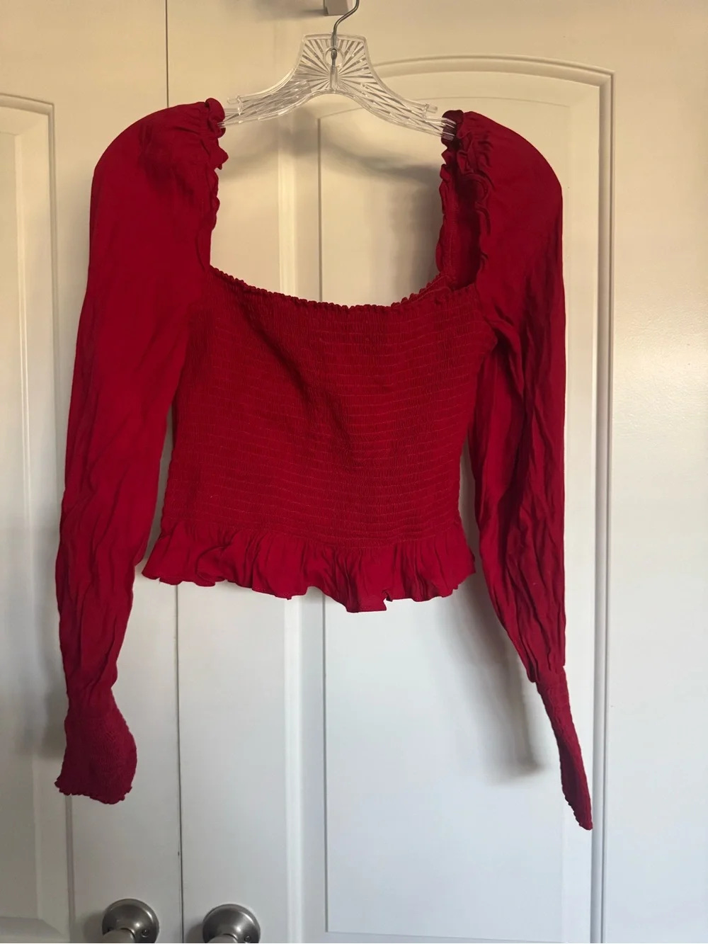 Reformation Francis Smocked Long Sleeve Top Blouse size M